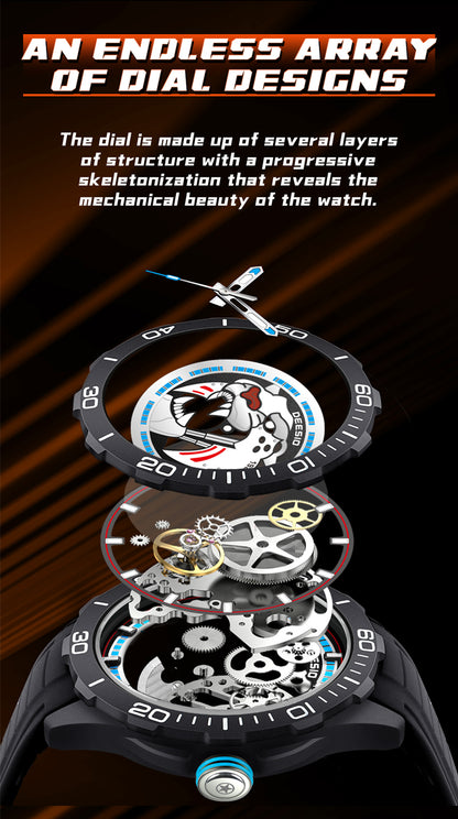 DeesioWatch D-6002D Men's Sports Machinery Trend Carbon Fiber Watch