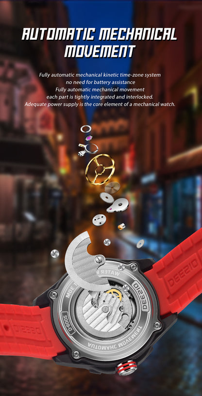DeesioWatch D-6002C Men's Sports Machinery Trend Carbon Fiber Watch