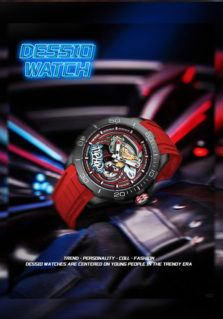 DeesioWatch D-6002C Men's Sports Machinery Trend Carbon Fiber Watch
