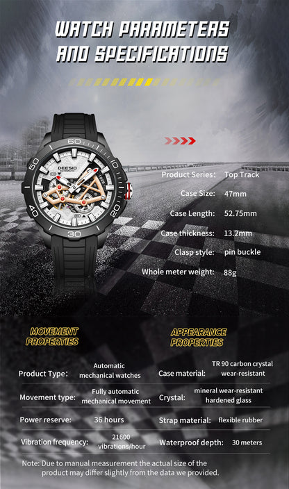 DeesioWatch D-6002A Men's Sports Machinery Trend Carbon Fiber Watch