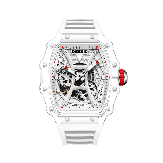 DeesioWatch D-6001C Men's Sports Machinery Trend Transparent Carbon Crystal Watch