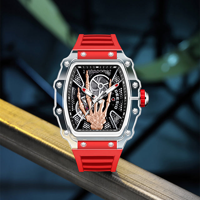 DeesioWatch D-6001D Men's Sports Machinery Trend Transparent Carbon Crystal Watch