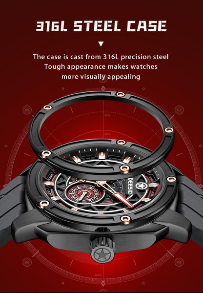 DeesioWatch D-502A Men's Sports Machinery Trend Stainless Steel Watch