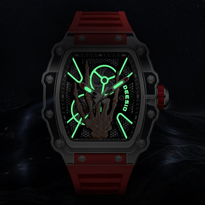 DeesioWatch D-6001D Men's Sports Machinery Trend Transparent Carbon Crystal Watch